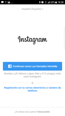 crear cuanta con face o con telefono o mail