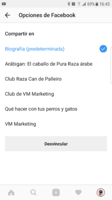 elige en cual se compartirá.